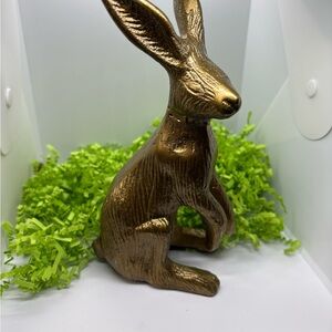 Rabbit Figurine Decorative Statue - Gold Tone Metal Aluminum New
